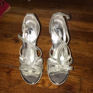 6 inch silver/sparkle heels